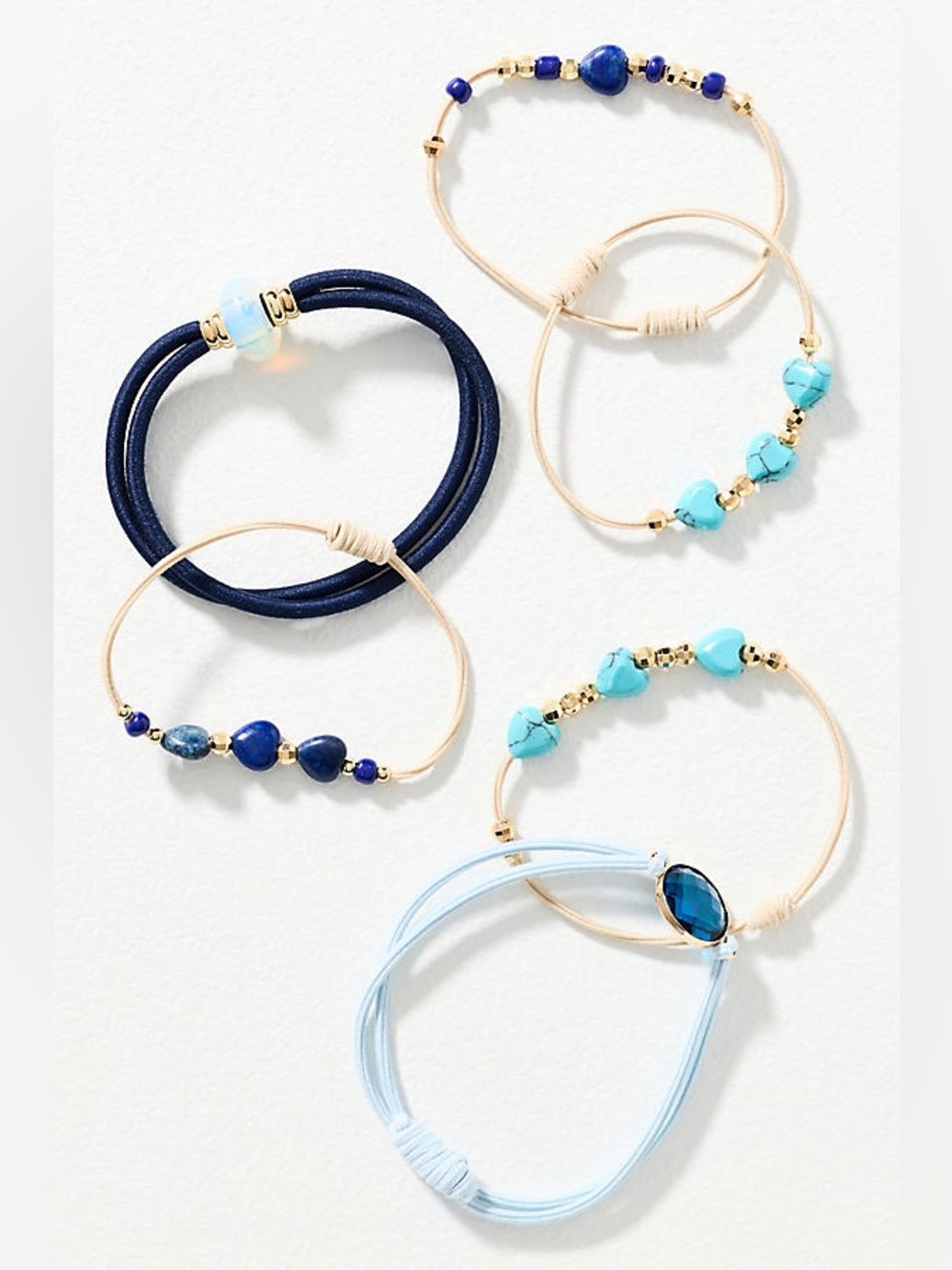 NWT Anthropologie Mixed Gem Hair Ties, Set of 6